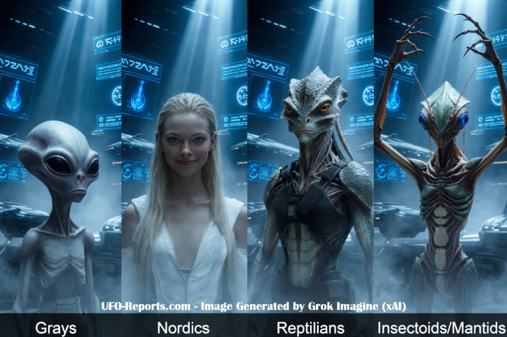 4 Alien Races Grays, Nordics, Reptilians, Insectoids